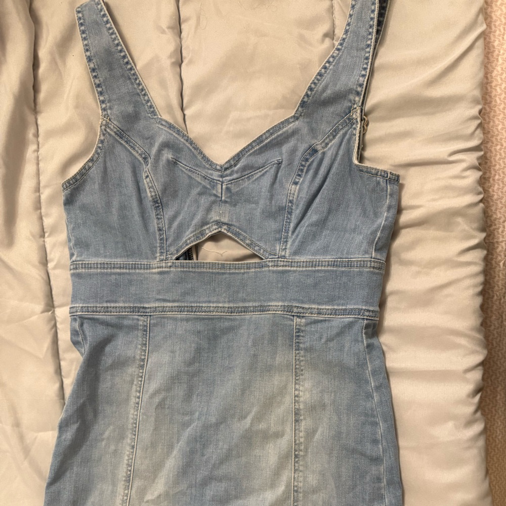 Guess Light Blue Denim Overall Dress